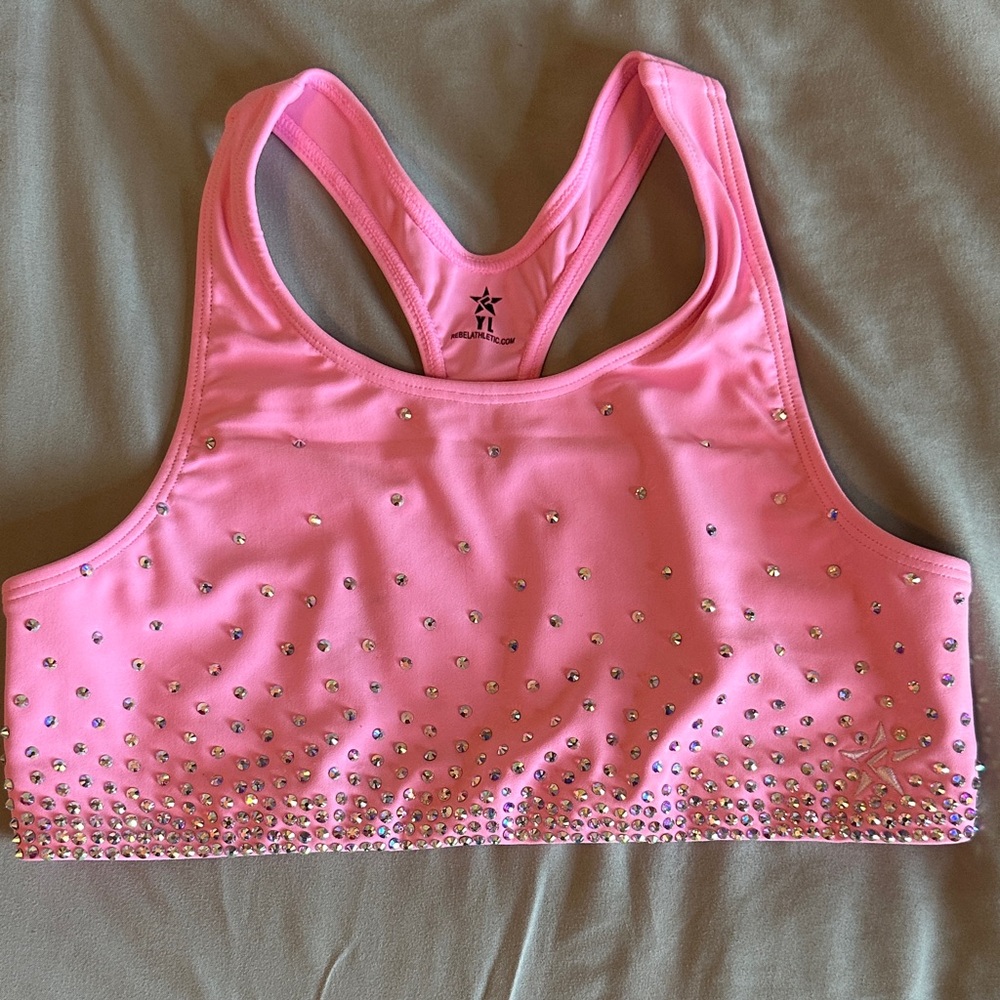 Pink Rhinestone Sports Bra - Picture 2 of 3